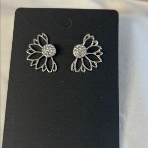 Silver Floral Crystal Earrings